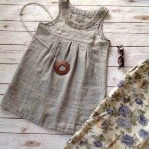 Long Grey Pure Linen Sequined Tunic Tank Top Dress